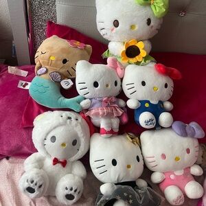 Hello Kitty Plush Collection - White, Pink, Green Accents